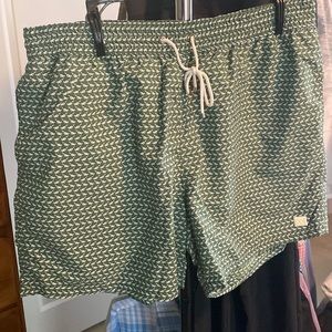 Ferragamo swim trunks size 56. Green with light bluish-grey whales, guc